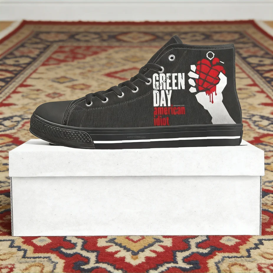 Canvas Sneaker High - Baskets montantes personnalisées Green Day en