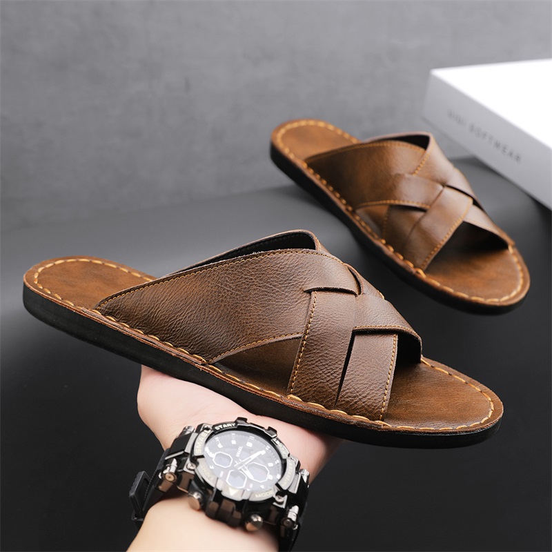 Men'S Shoes Top Brands - Sandales décontractées en cuir véritable pour