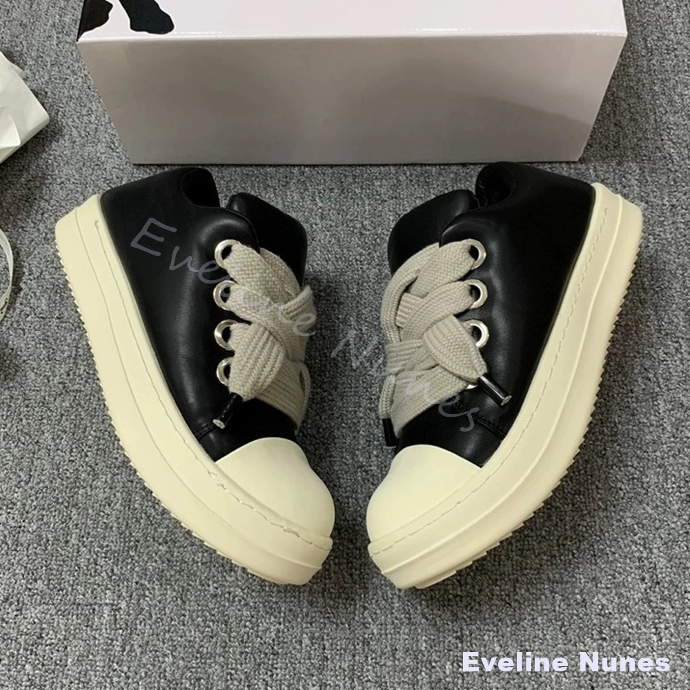 Canvas Sneaker High - Baskets plateforme unisexe en cuir noir