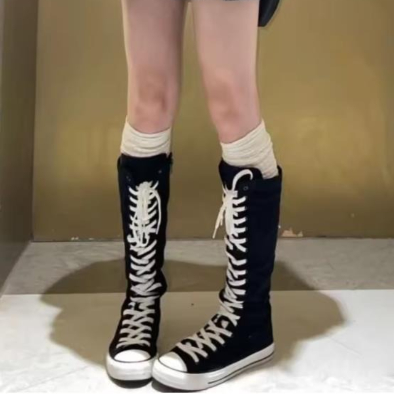 Canvas Sneaker High - Bottes 2026 pour femmes, baskets en