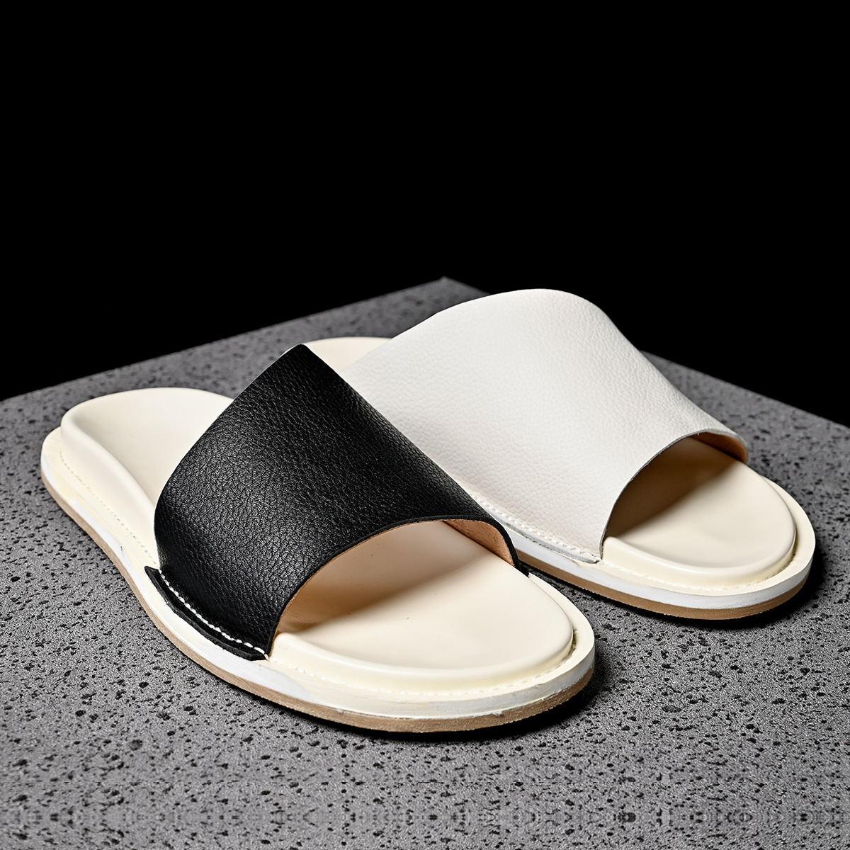 Pantoufles en cuir véritable p - Men'S Shoes Top Brands avis et prix